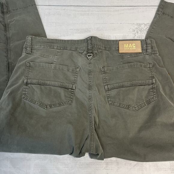 MAC Rich Jeans Cargo Pants Women’s Size 44/28 Green Cotton Stretch Utility Zip - Picture 9 of 10
